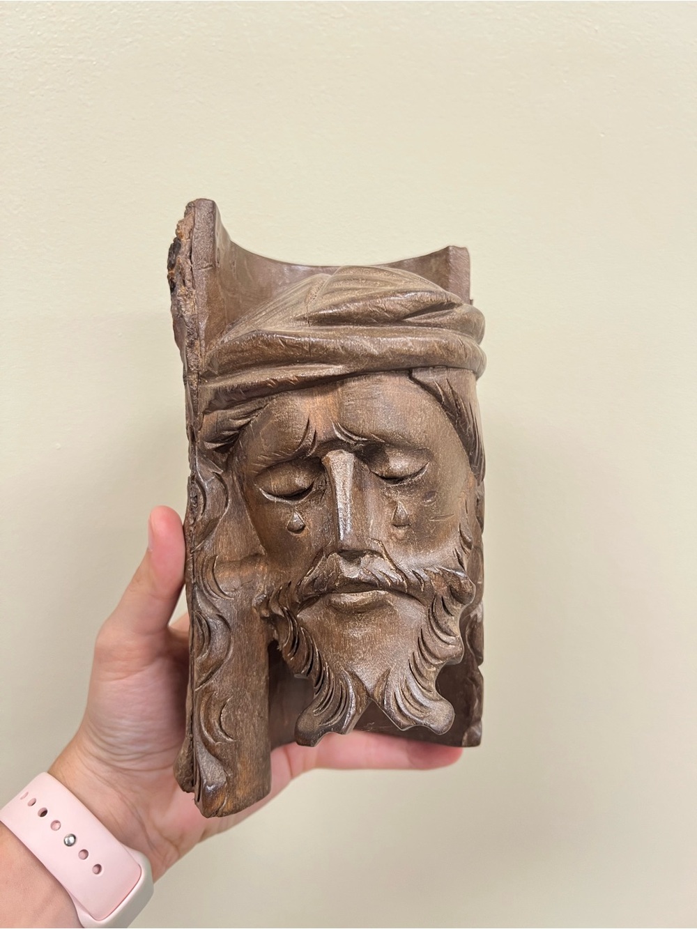 Jesus Wood Carved Decorative Log Shaped Figure